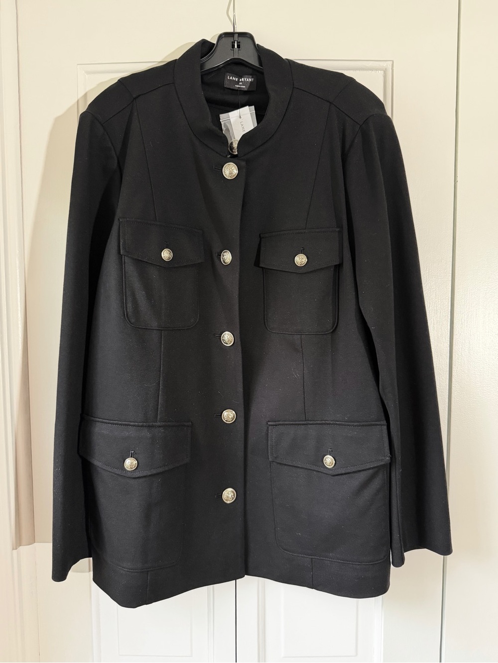 Lane Bryant Black Military-Style Button Ponte Jacket; NWT; size 20